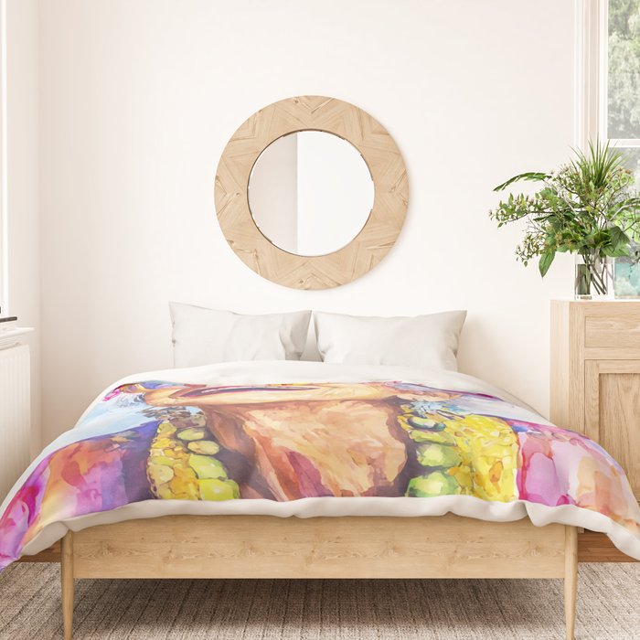 Ageless Bold And Joyful Charismatic Female Portrait Duvet Cover Gallery Image 3
