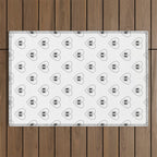 Black and white retro love heart cartoon pattern Outdoor Rug Gallery Image 1