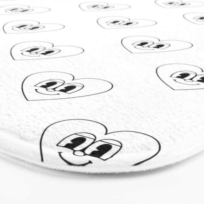 Black and white retro love heart cartoon pattern Bath Mat Gallery Image 3
