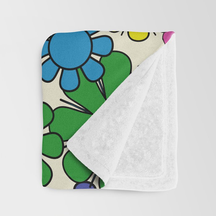 Groovy Retro Garden Flowers 60s 70s Vibrant Colorful Floral Pattern Throw Blanket Gallery Image 3