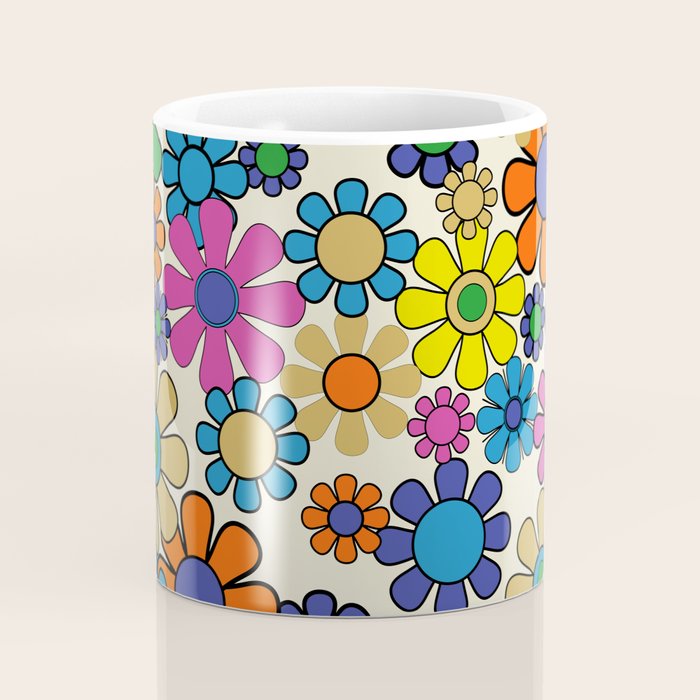 Groovy Retro Garden Flowers 60s 70s Vibrant Colorful Floral Pattern Coffee Mug Gallery Image 4