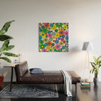 Groovy Retro Garden Flowers 60s 70s Vibrant Colorful Floral Pattern Wood Wall Art Gallery Image 2