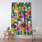 Groovy Retro Garden Flowers 60s 70s Vibrant Colorful Floral Pattern Window Curtain Gallery Image 5