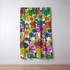 Groovy Retro Garden Flowers 60s 70s Vibrant Colorful Floral Pattern Window Curtain Gallery Image 3