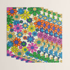 Groovy Retro Garden Flowers 60s 70s Vibrant Colorful Floral Pattern Wrapping Paper Gallery Image 3