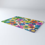 Groovy Retro Garden Flowers 60s 70s Vibrant Colorful Floral Pattern Rug Gallery Image 3