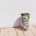 Groovy Retro Garden Flowers 60s 70s Vibrant Colorful Floral Pattern Travel Mug Gallery Image 4