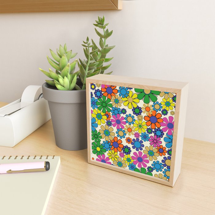 Groovy Retro Garden Flowers 60s 70s Vibrant Colorful Floral Pattern Mini Art Print Gallery Image 2