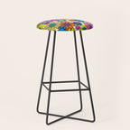 Groovy Retro Garden Flowers 60s 70s Vibrant Colorful Floral Pattern Stool Gallery Image 1