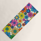 Groovy Retro Garden Flowers 60s 70s Vibrant Colorful Floral Pattern Yoga Mat Gallery Image 1