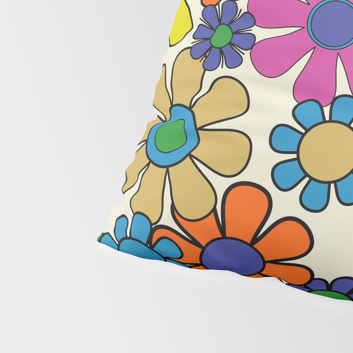 Groovy Retro Garden Flowers 60s 70s Vibrant Colorful Floral Pattern Pillow Sham Gallery Image 4