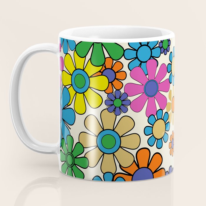 Groovy Retro Garden Flowers 60s 70s Vibrant Colorful Floral Pattern Coffee Mug Gallery Image 3