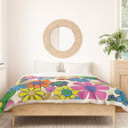 Groovy Retro Garden Flowers 60s 70s Vibrant Colorful Floral Pattern Duvet Cover Gallery Image 3