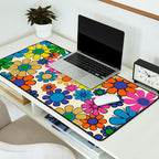 Groovy Retro Garden Flowers 60s 70s Vibrant Colorful Floral Pattern Desk Mat Gallery Image 2