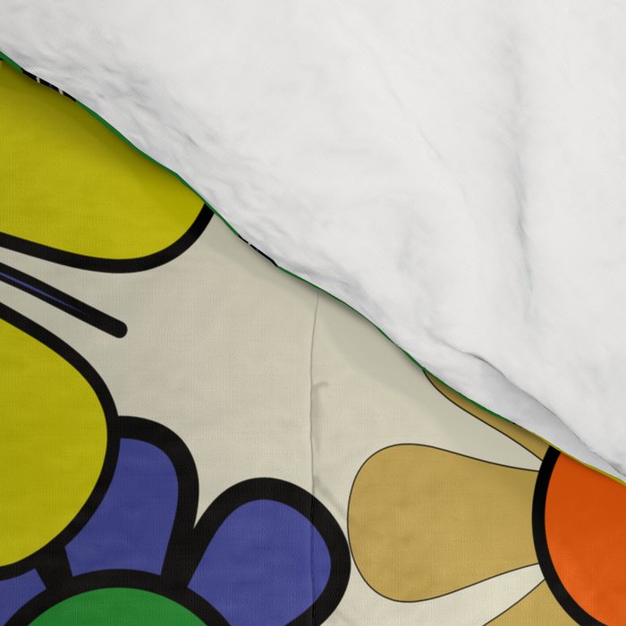 Groovy Retro Garden Flowers 60s 70s Vibrant Colorful Floral Pattern Comforter Gallery Image 4