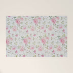 Elegant blush pink white vintage rose floral Welcome Mat Gallery Image 1