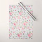 Elegant blush pink white vintage rose floral Wrapping Paper Gallery Image 1