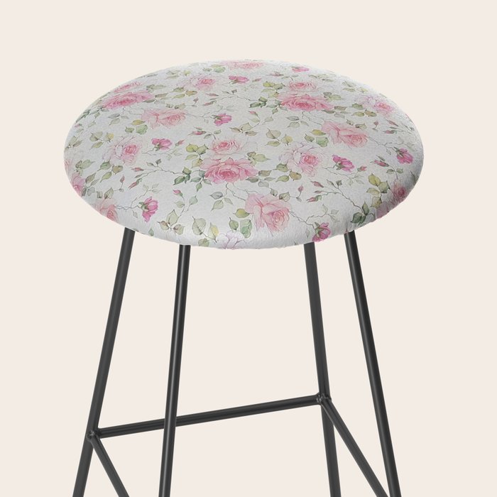 Elegant blush pink white vintage rose floral Stool Gallery Image 2