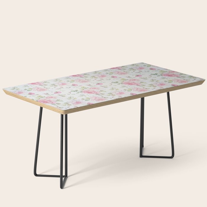 Elegant blush pink white vintage rose floral Coffee Table Gallery Image 1