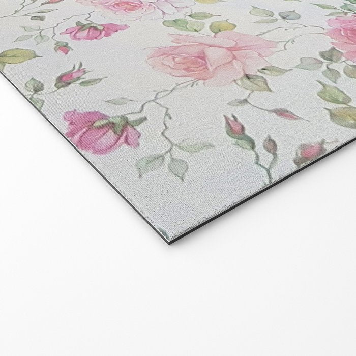 Elegant blush pink white vintage rose floral Welcome Mat Gallery Image 2