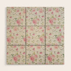 Elegant blush pink white vintage rose floral Wood Wall Art Gallery Image 1