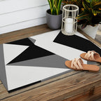 Abstract Black And White Painting 02 Outdoor Rug Gallery Image 2