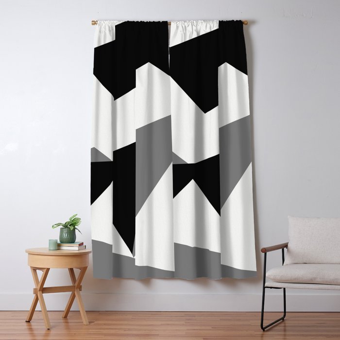 Abstract Black And White Painting 02 Window Curtain Gallery Image 5