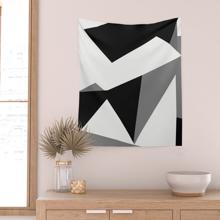 Abstract Black And White Painting 02 Wall Tapestry Gallery Image 2