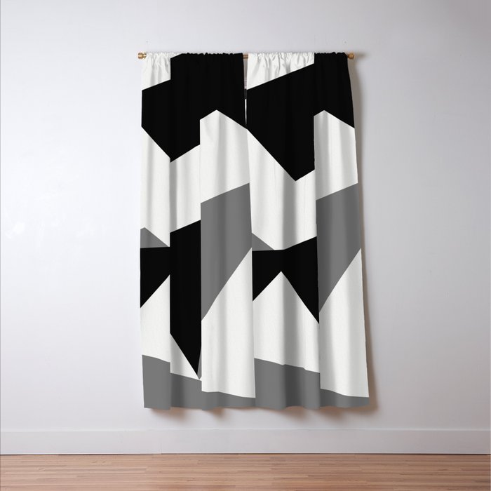 Abstract Black And White Painting 02 Window Curtain Gallery Image 3