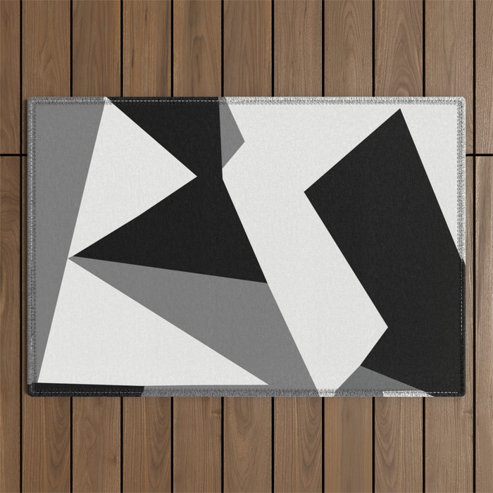 Abstract Black And White Painting 02 Outdoor Rug Gallery Image 1