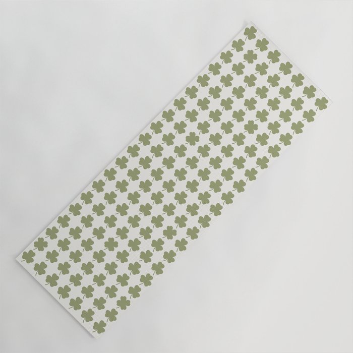 Clovers XXVII Natural Green Botanical Pattern Yoga Mat Gallery Image 1