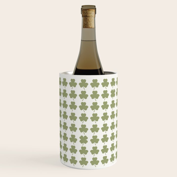 Clovers XXVII Natural Green Botanical Pattern Wine Chiller Gallery Image 2
