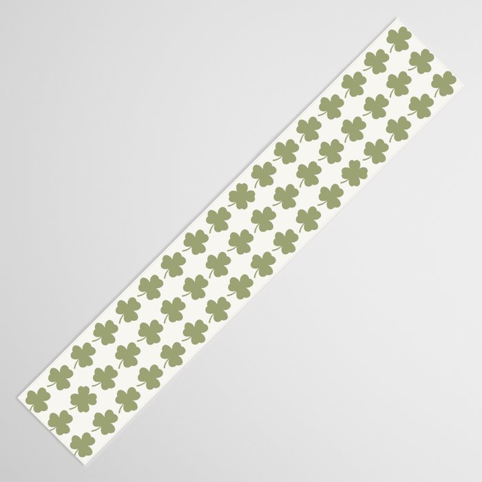 Clovers XXVII Natural Green Botanical Pattern Table Runner Gallery Image 3