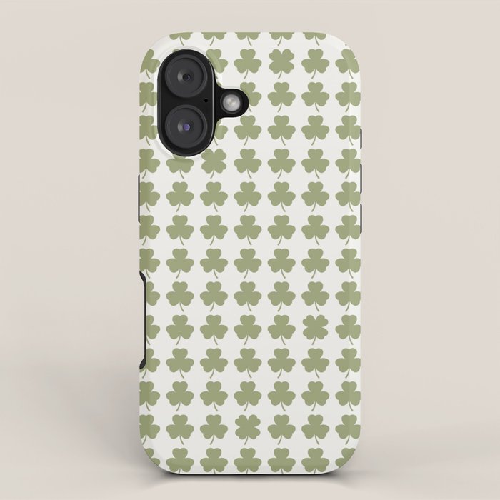 Clovers XXVII Natural Green Botanical Pattern iPhone Case Gallery Image 1