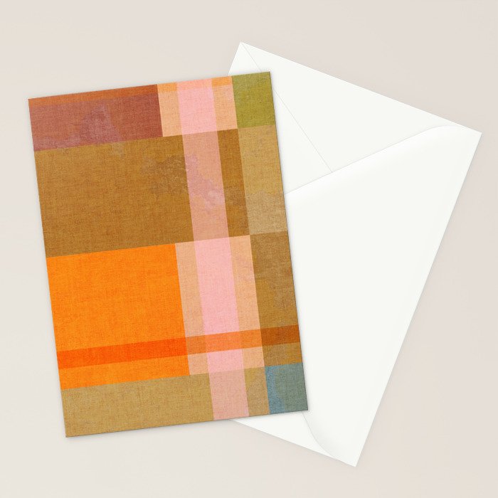 Cosy Heritage Woven Plaid 2 earthy orange blue green Stationery Card Gallery Image 2