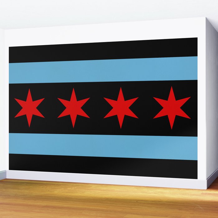 Black Chicago Flag Wall Mural Gallery Image 2