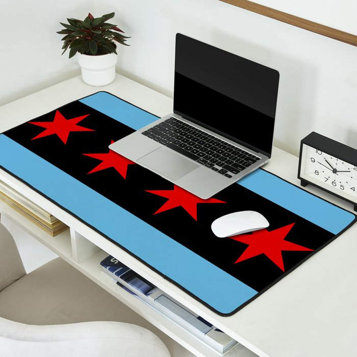 Black Chicago Flag Desk Mat Gallery Image 2