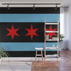 Black Chicago Flag Wall Mural Gallery Image 1