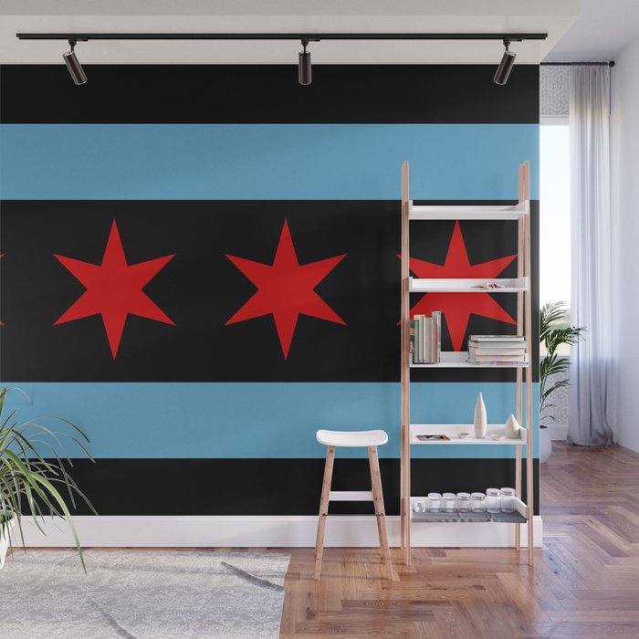 Black Chicago Flag Wall Mural Gallery Image 1