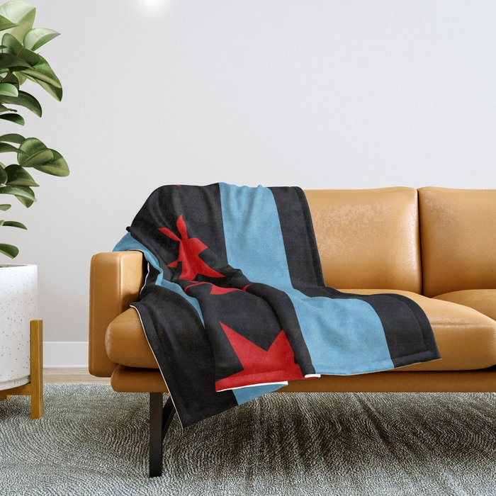 Black Chicago Flag Throw Blanket Gallery Image 1