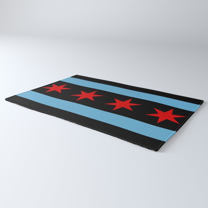 Black Chicago Flag Rug Gallery Image 3