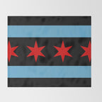 Black Chicago Flag Throw Blanket Gallery Image 2