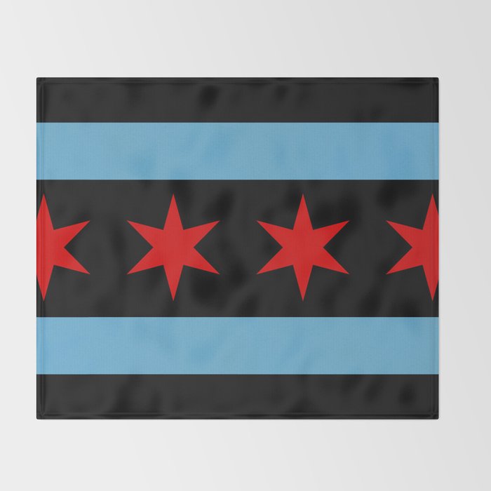 Black Chicago Flag Throw Blanket Gallery Image 2