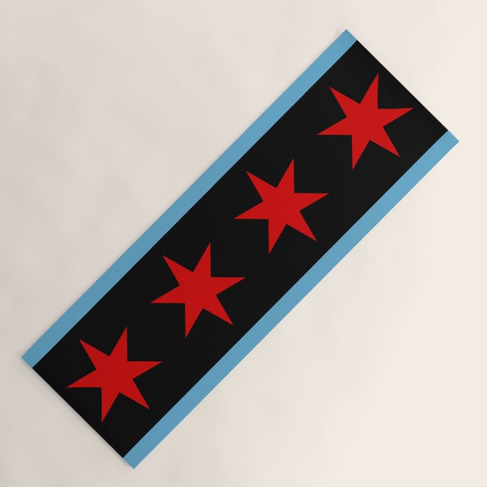 Black Chicago Flag Yoga Mat Gallery Image 1