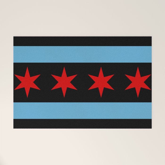 Black Chicago Flag Welcome Mat Gallery Image 1