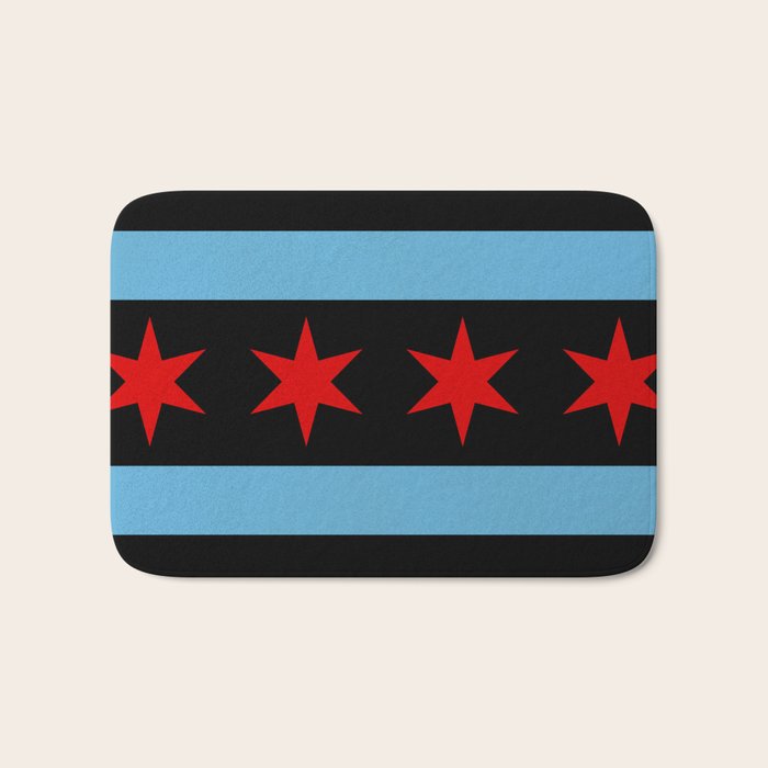 Black Chicago Flag Bath Mat Gallery Image 1