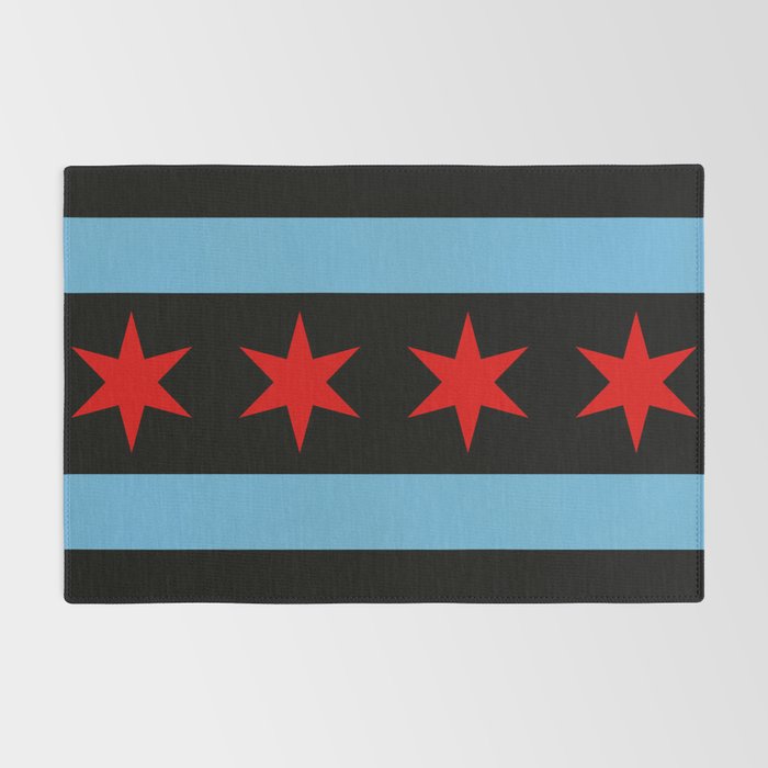 Black Chicago Flag Rug Gallery Image 2