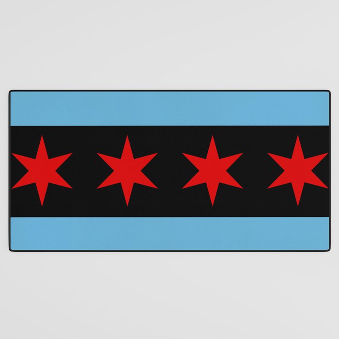 Black Chicago Flag Desk Mat Gallery Image 3
