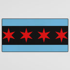 Black Chicago Flag Desk Mat Gallery Image 3