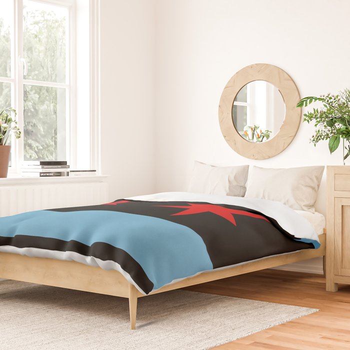 Black Chicago Flag Duvet Cover Gallery Image 2